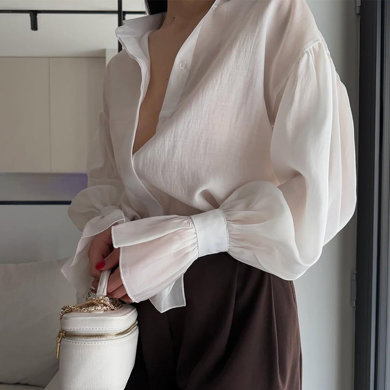 Damer elegant blus med voluminösa ärmar Mirla-Eva Jonsson