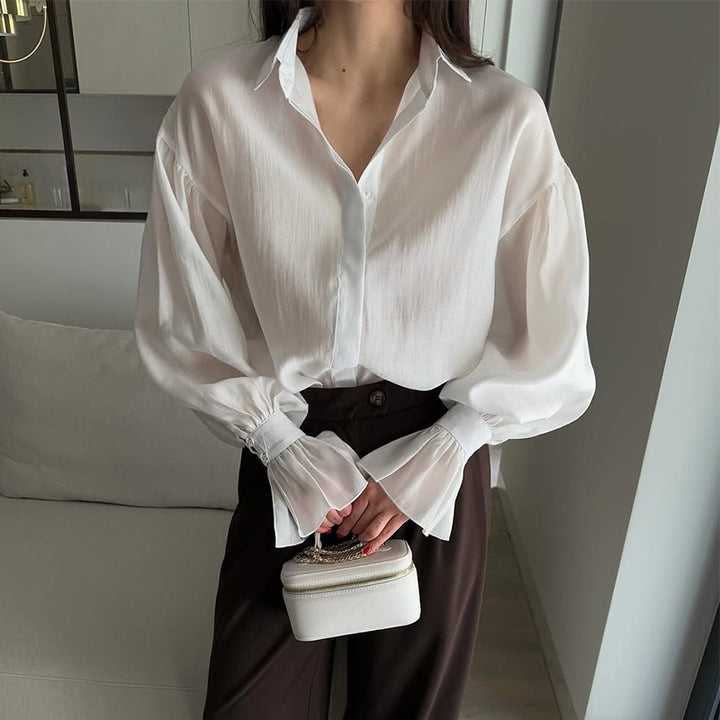 Damer elegant blus med voluminösa ärmar Mirla-Eva Jonsson