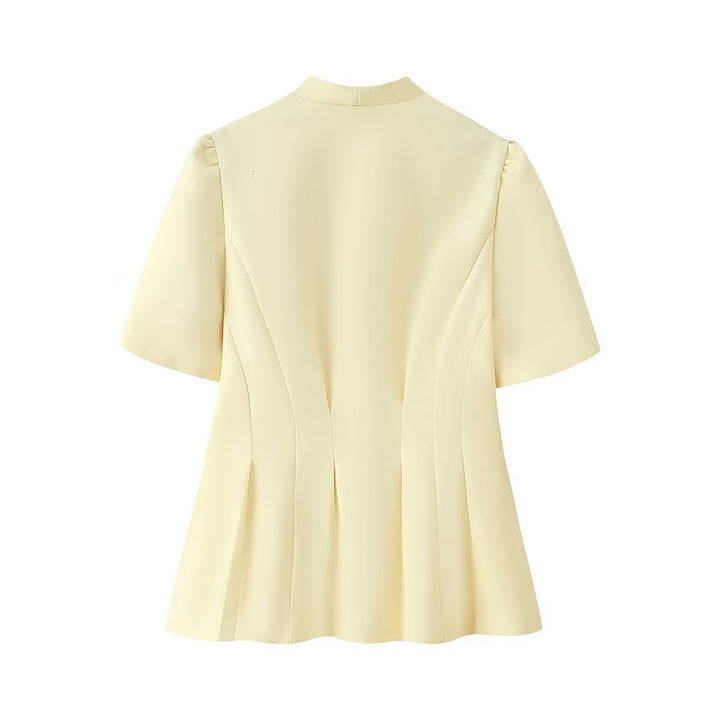 Damer elegant blus med voluminösa ärmar och blommigt detalj Mirla-Eva Jonsson