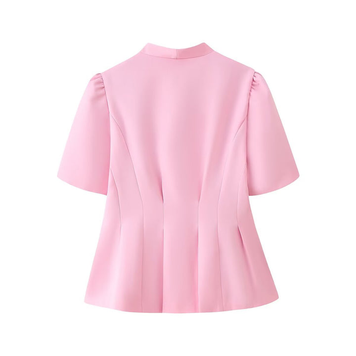 Damer elegant blus med voluminösa ärmar och blommigt detalj Mirla-Eva Jonsson
