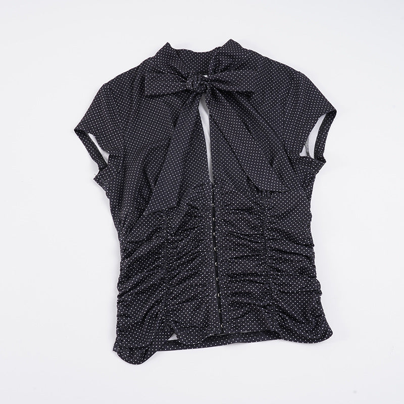 Damer elegant blusenshirt med slipskrage och rynkningar Mirla-Eva Jonsson
