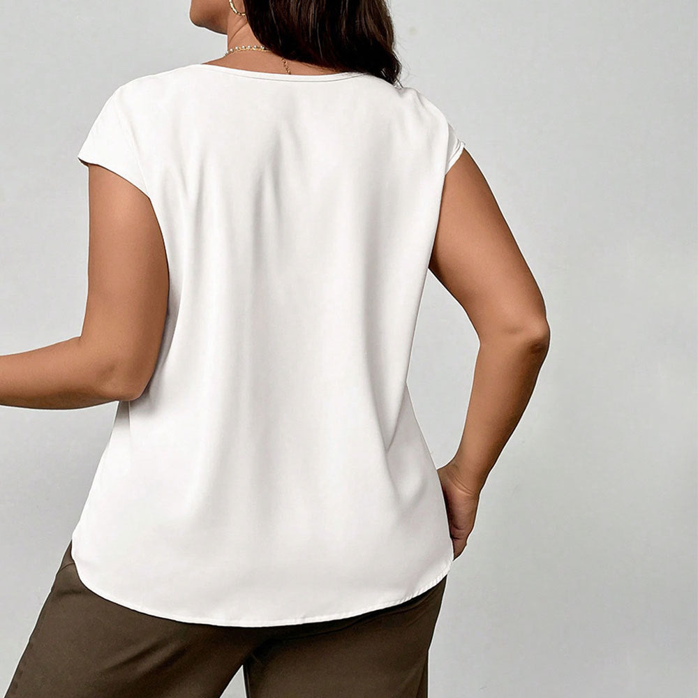 Damer elegant blusöverdel med raffinerad veckdesign och mjukt material Mirla-Eva Jonsson