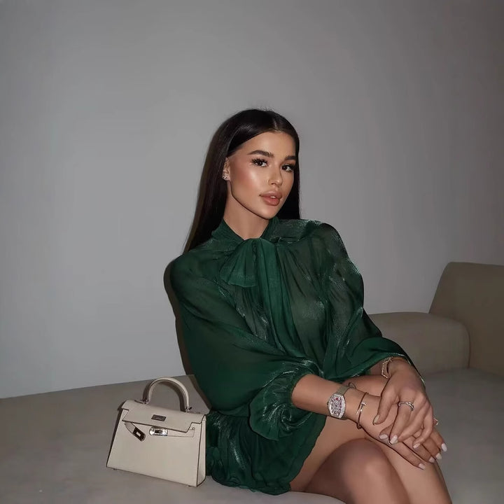 Damer elegant blusset med rynkad kjol Mirla-Eva Jonsson