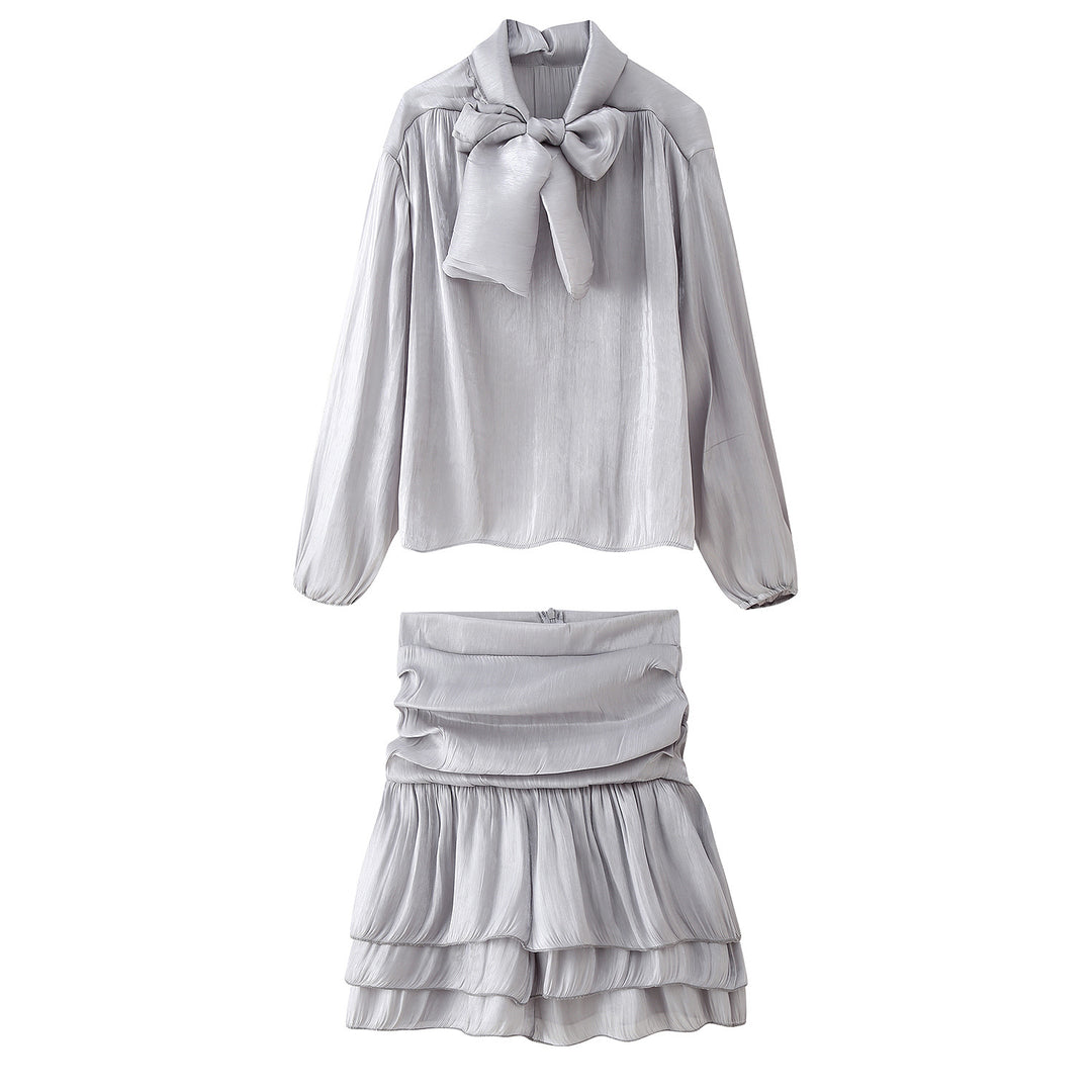 Damer elegant blusset med rynkad kjol Mirla-Eva Jonsson