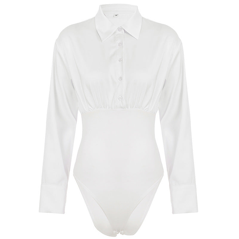 Damer elegant bodysuit med fin krage och knapppdetaljer Mirla-Eva Jonsson