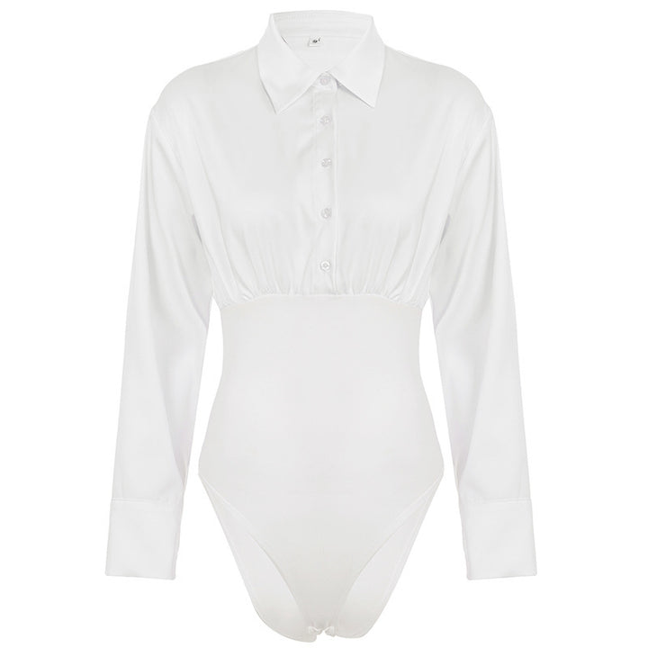 Damer elegant bodysuit med fin krage och knapppdetaljer Mirla-Eva Jonsson