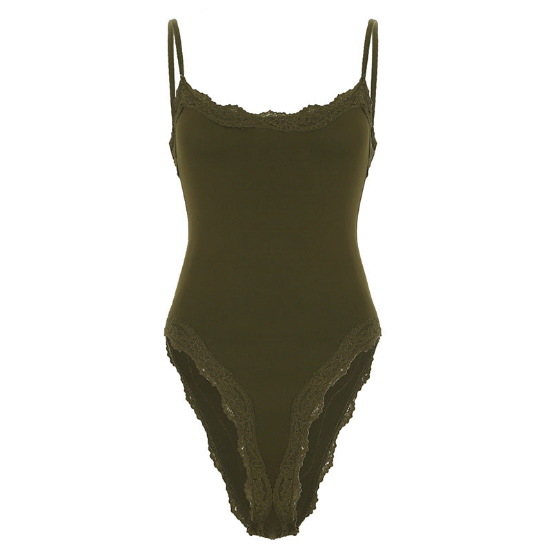 Damer elegant bodysuit med spetsdetaljer och justerbara band Mirla-Eva Jonsson
