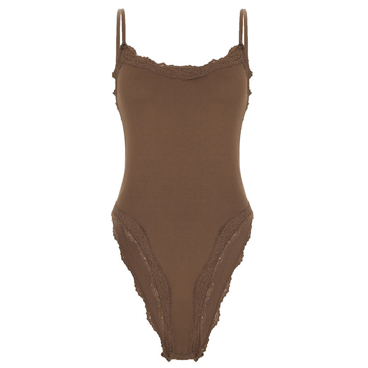 Damer elegant bodysuit med spetsdetaljer och justerbara band Mirla-Eva Jonsson