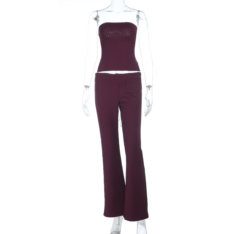 Damer elegant bustier-top med bred midja och utsvängda byxor Mirla-Eva Jonsson