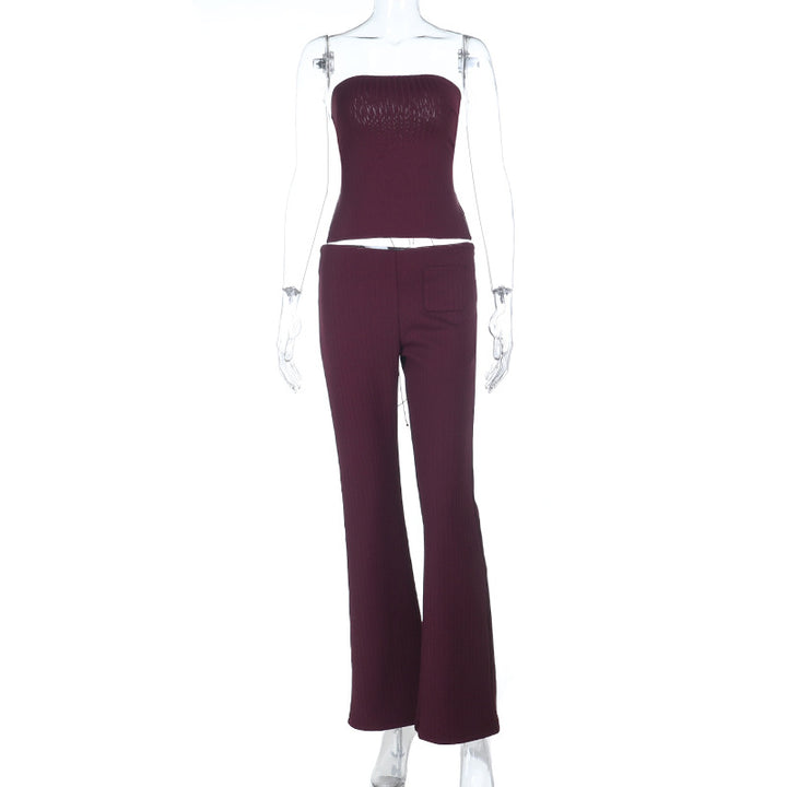 Damer elegant bustier-top med bred midja och utsvängda byxor Mirla-Eva Jonsson