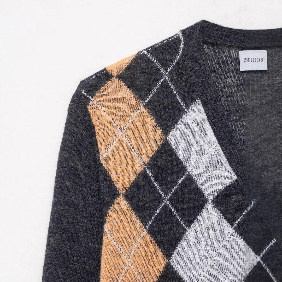 Damer elegant cardigan i rombmönster Mirla-Eva Jonsson