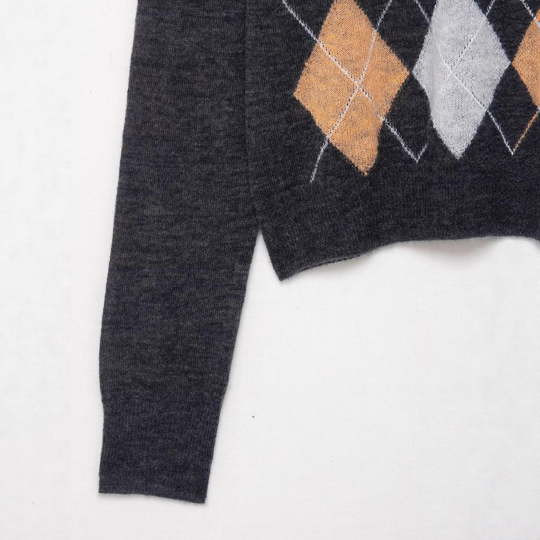 Damer elegant cardigan i rombmönster Mirla-Eva Jonsson