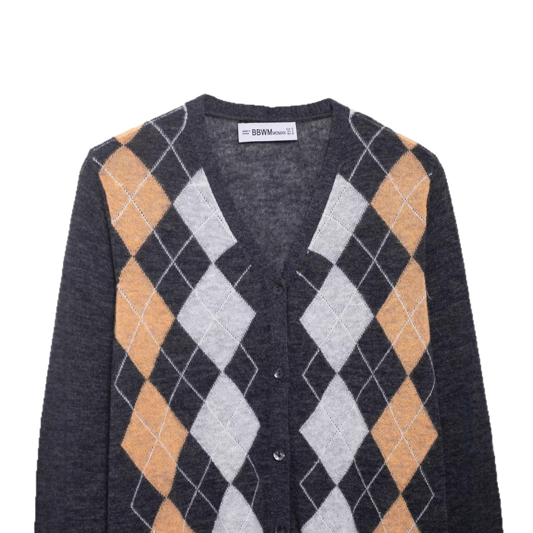 Damer elegant cardigan i rombmönster Mirla-Eva Jonsson