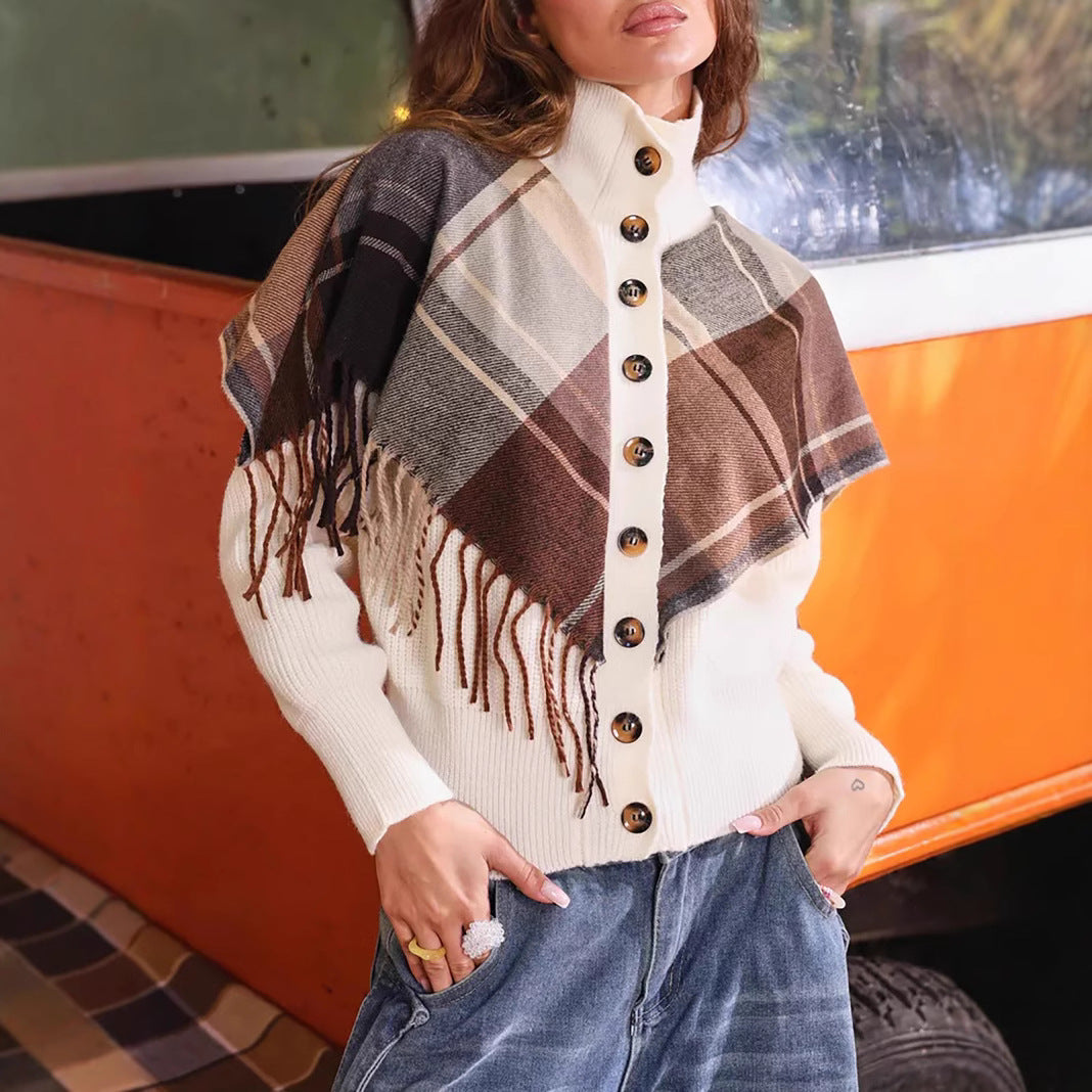 Damer elegant cardigan med fransar och dekorativa knappar Eva Jonsson-Eva Jonsson