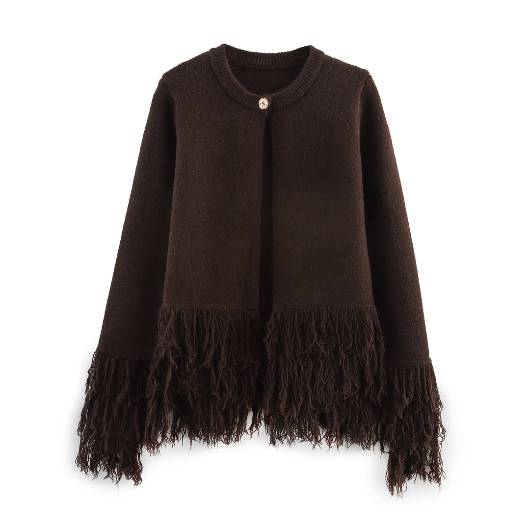 Damer elegant cardigan med fransiga detaljer Mirla-Eva Jonsson
