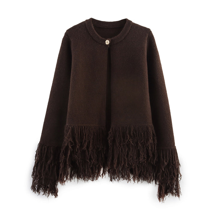 Damer elegant cardigan med fransiga detaljer Mirla-Eva Jonsson
