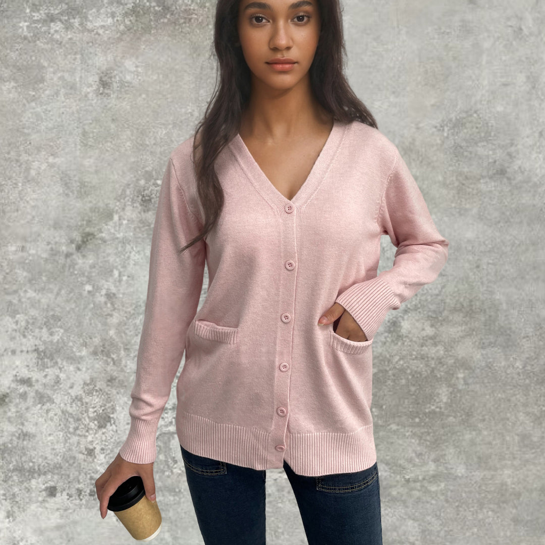 Damer elegant cardigan med praktiska fickor och fin knapplist Eva Jonsson-Eva Jonsson