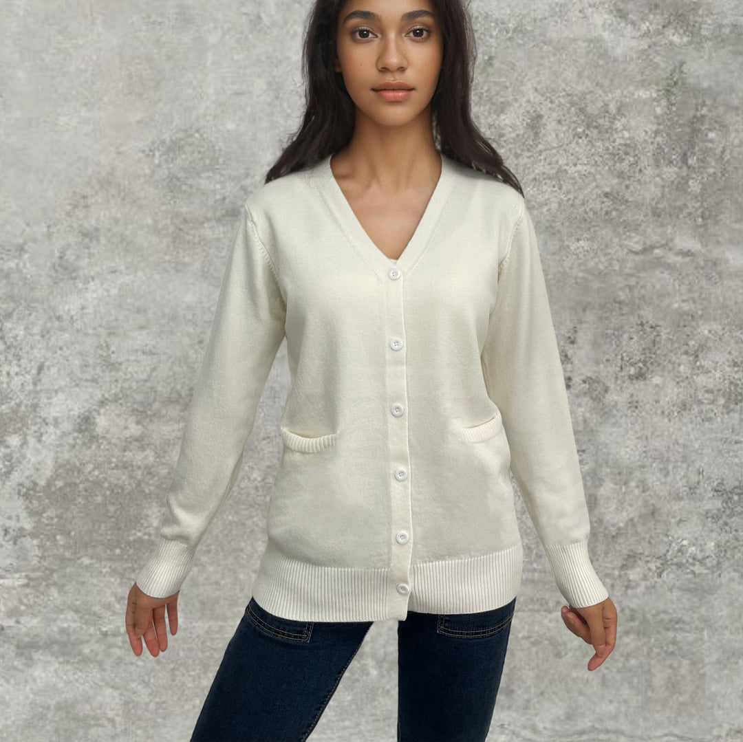 Damer elegant cardigan med praktiska fickor och fin knapplist Eva Jonsson-Eva Jonsson