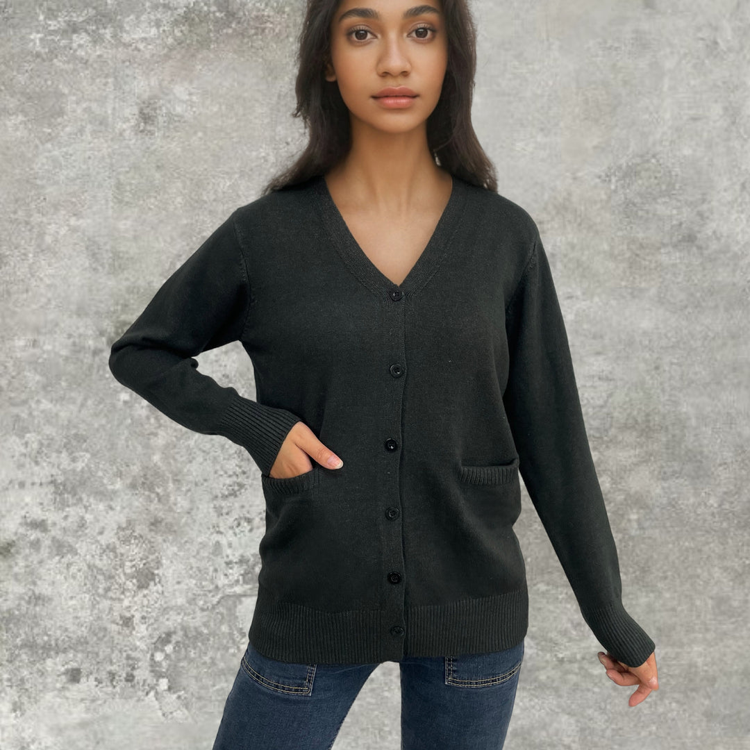 Damer elegant cardigan med praktiska fickor och fin knapplist Eva Jonsson-Eva Jonsson