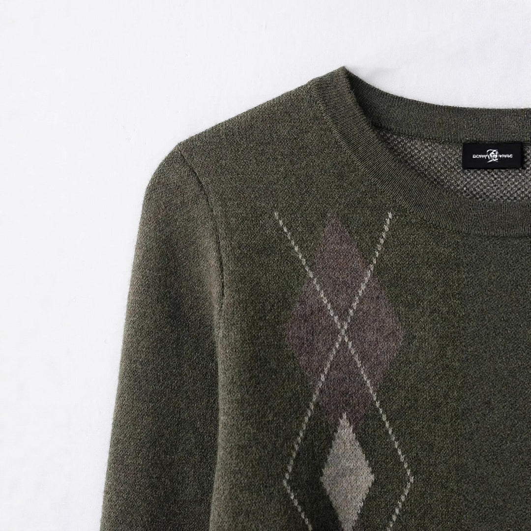 Damer elegant cardigan med stiliga rombdetaljer och figursydd bälte Mirla-Eva Jonsson