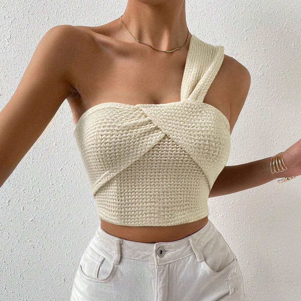 Damer elegant crop top med en axelrem och charmig samling Mirla-Eva Jonsson