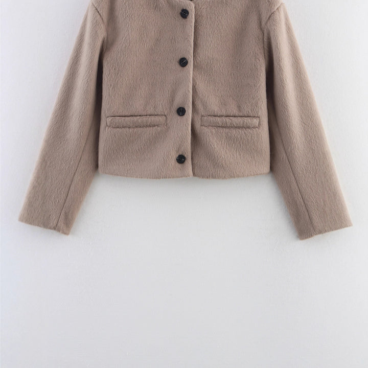 Damer elegant cropped Teddyjacka Mirla-Eva Jonsson