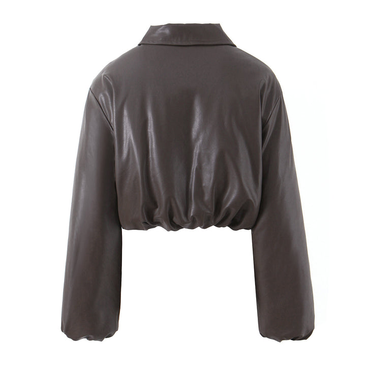 Damer elegant cropped jacka med dragkedja och broderad krage Mirla-Eva Jonsson