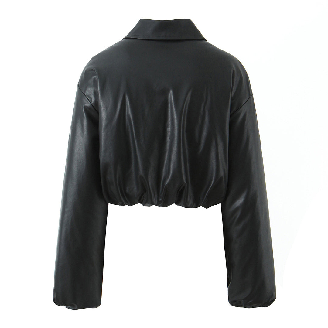 Damer elegant cropped jacka med dragkedja och broderad krage Mirla-Eva Jonsson