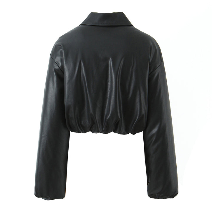 Damer elegant cropped jacka med dragkedja och broderad krage Mirla-Eva Jonsson