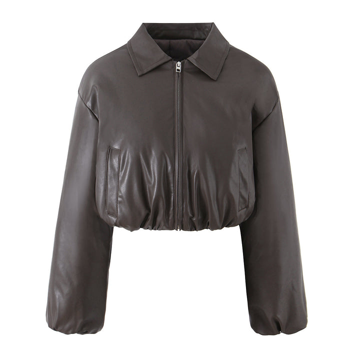 Damer elegant cropped jacka med dragkedja och broderad krage Mirla-Eva Jonsson