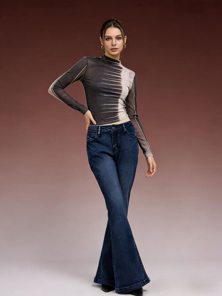 Damer elegant cropped topp med puffärmar och vintage broderi Mirla-Eva Jonsson
