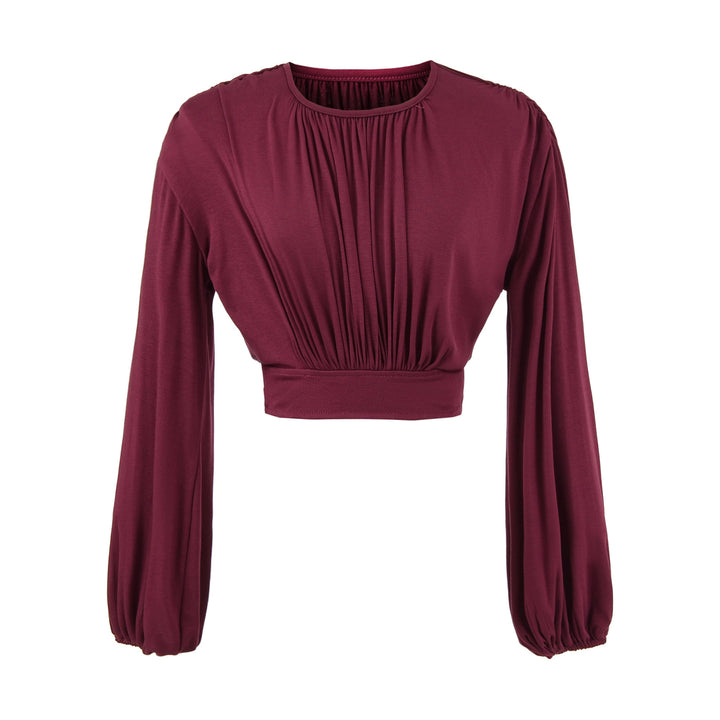 Damer elegant cropped topp med raffinerade puffärmar Mirla-Eva Jonsson