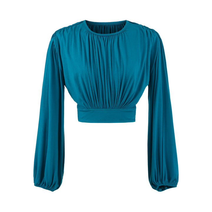 Damer elegant cropped topp med raffinerade puffärmar Mirla-Eva Jonsson