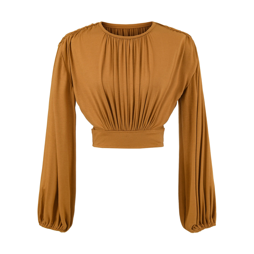 Damer elegant cropped topp med raffinerade puffärmar Mirla-Eva Jonsson