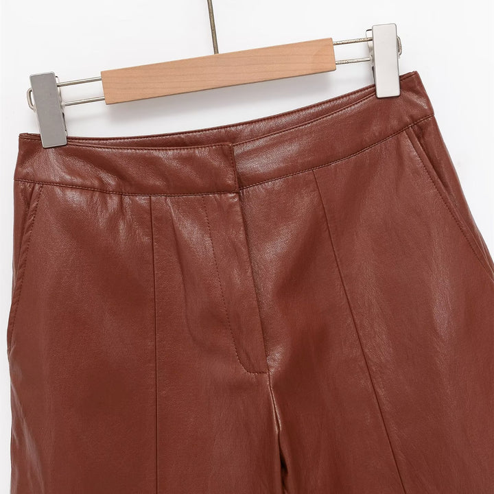 Damer elegant culotte i högkvalitativt läder med vid passform Mirla-Eva Jonsson