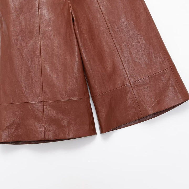 Damer elegant culotte i högkvalitativt läder med vid passform Mirla-Eva Jonsson