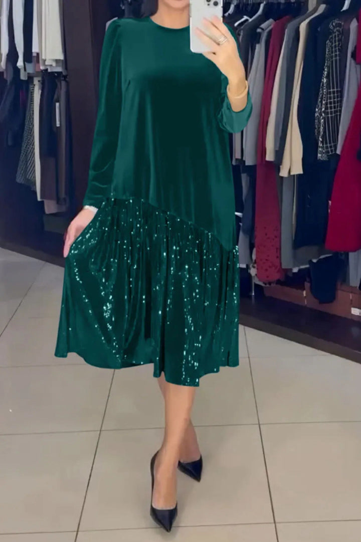 Damer elegant festklänning med glittrande kjol och mjuk topp Mirla-Eva Jonsson