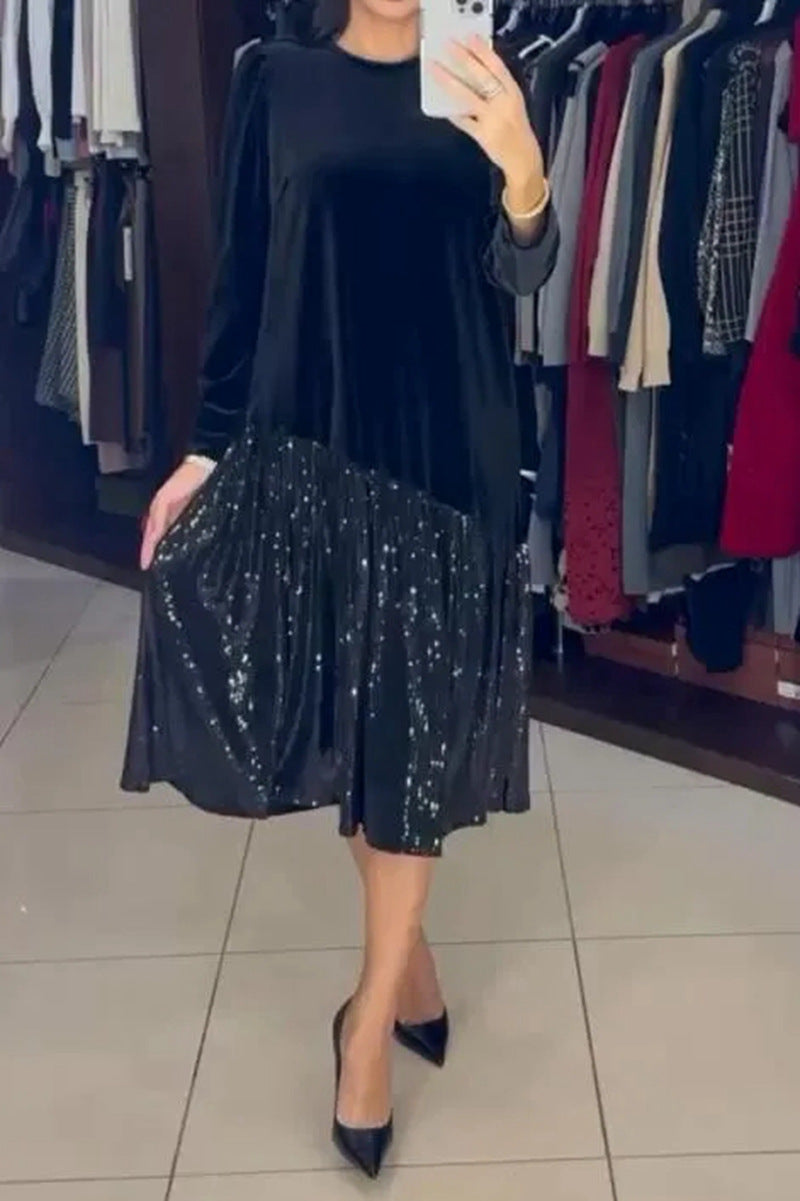 Damer elegant festklänning med glittrande kjol och mjuk topp Mirla-Eva Jonsson
