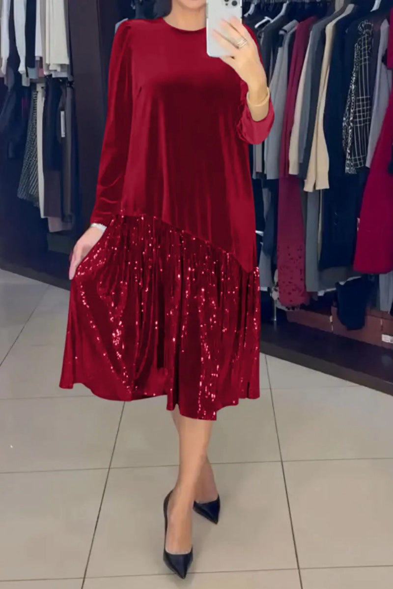 Damer elegant festklänning med glittrande kjol och mjuk topp Mirla-Eva Jonsson