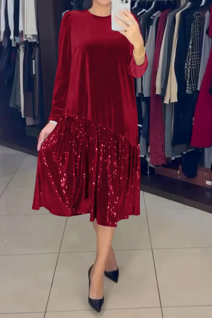 Damer elegant festklänning med glittrande kjol och mjuk topp Mirla-Eva Jonsson
