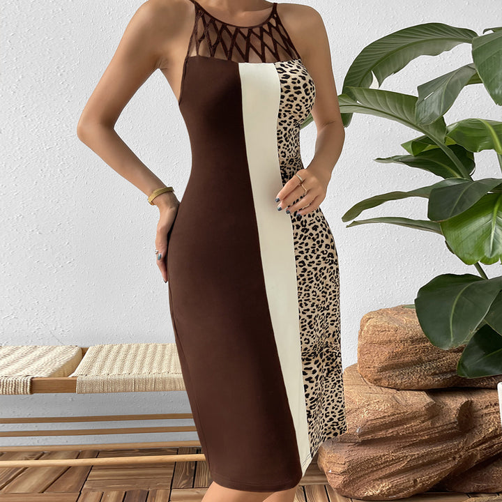 Damer elegant figurformad klänning med cut-out-detaljer och leopardmönster Eva Jonsson-Eva Jonsson