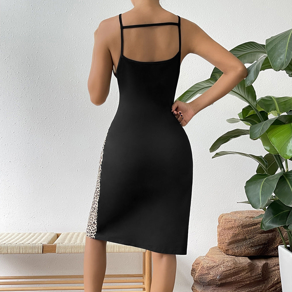 Damer elegant figurformad klänning med cut-out-detaljer och leopardmönster Eva Jonsson-Eva Jonsson
