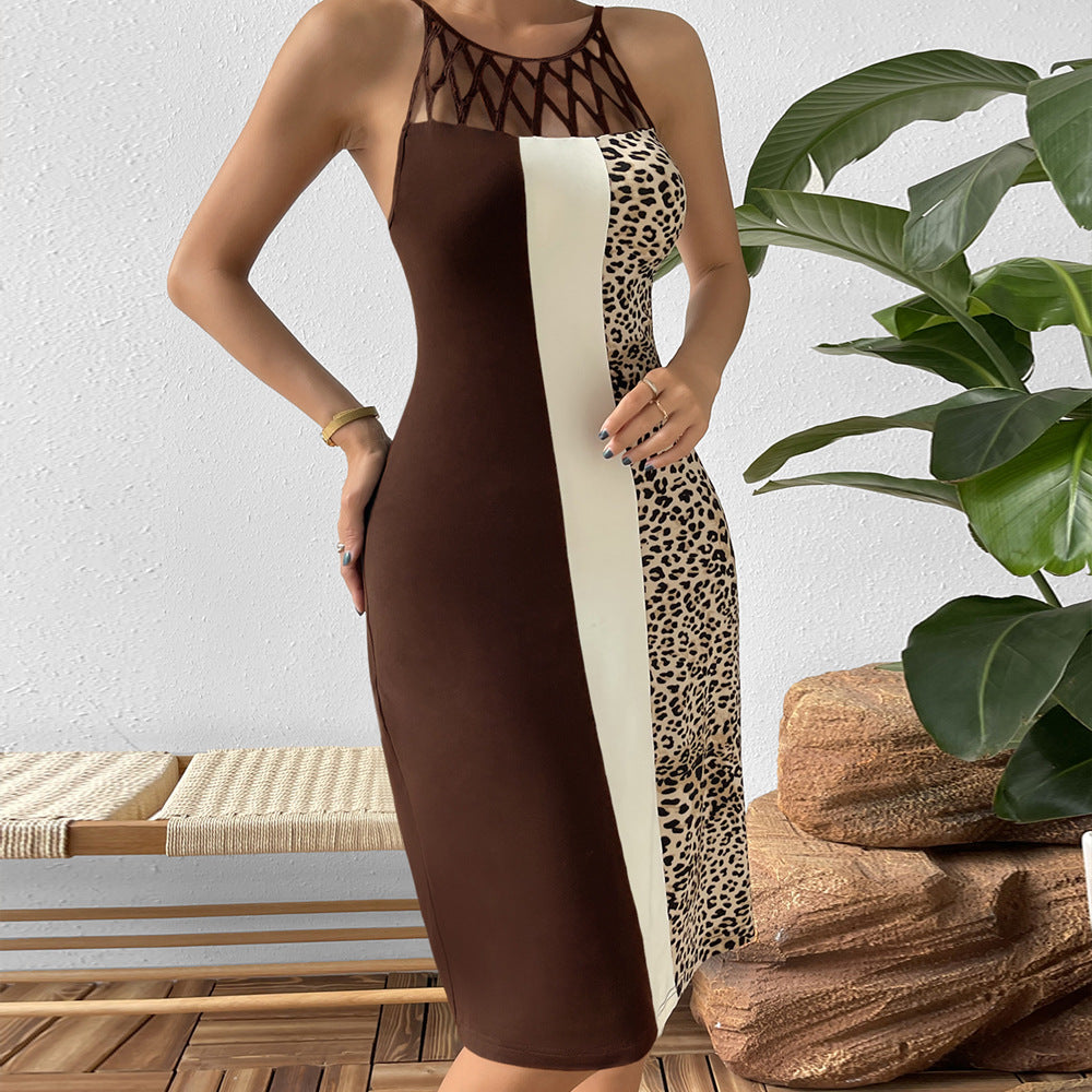 Damer elegant figurformad klänning med cut-out-detaljer och leopardmönster Eva Jonsson-Eva Jonsson