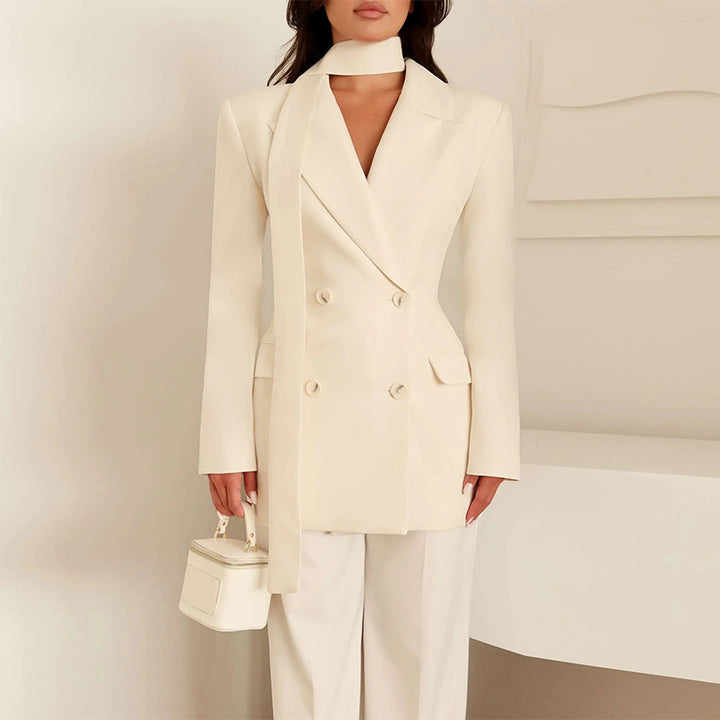 Damer elegant figursydd blazer med scarf Mirla-Eva Jonsson