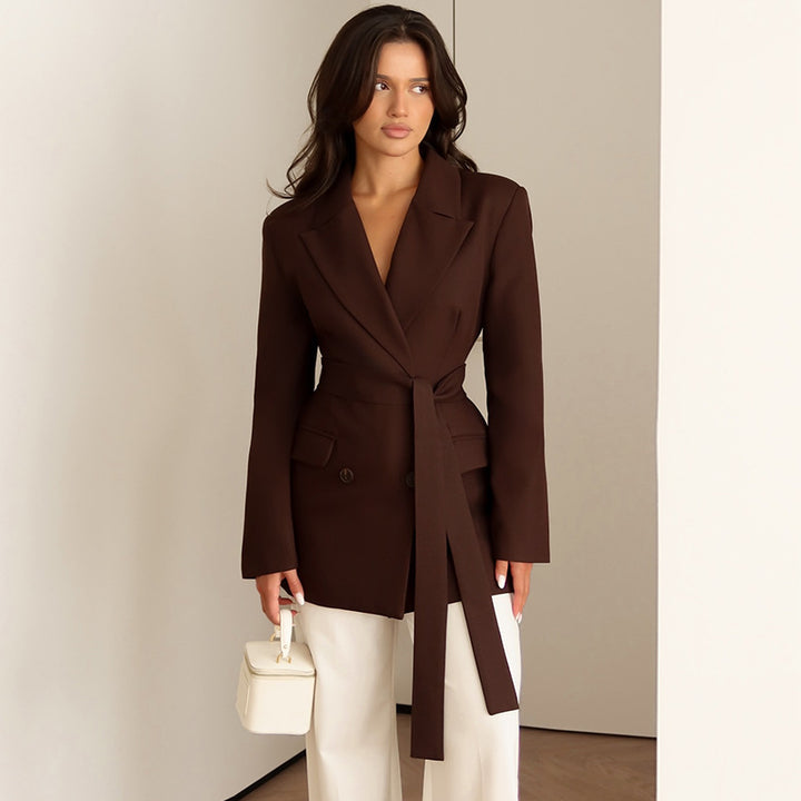 Damer elegant figursydd blazer med scarf Mirla-Eva Jonsson