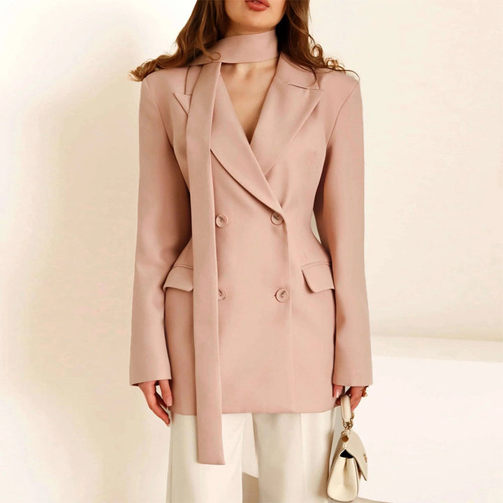 Damer elegant figursydd blazer med scarf Mirla-Eva Jonsson