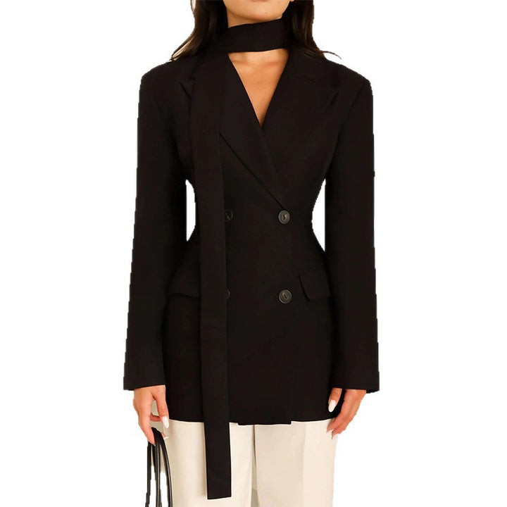 Damer elegant figursydd blazer med scarf Mirla-Eva Jonsson