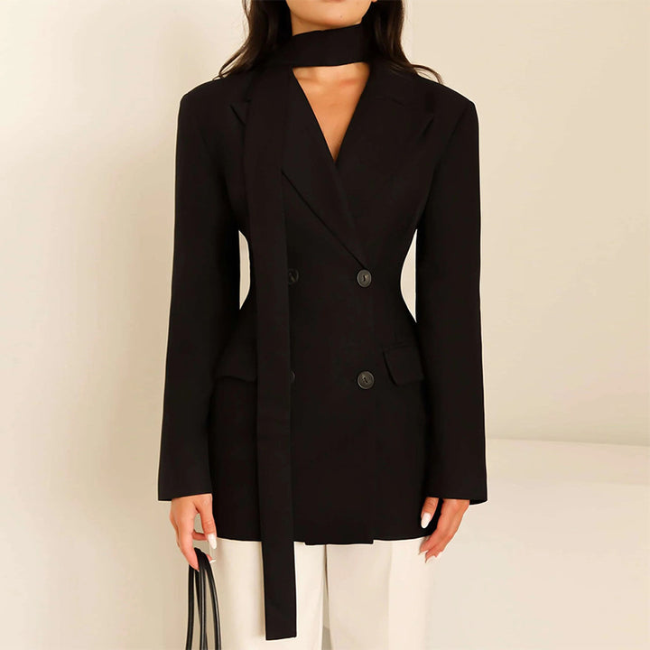 Damer elegant figursydd blazer med scarf Mirla-Eva Jonsson