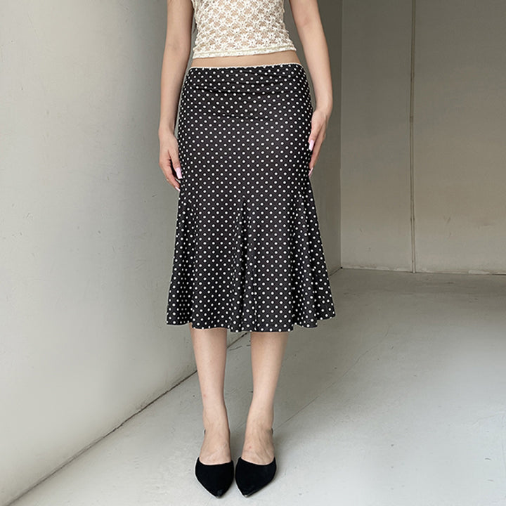Damer elegant, flytande midi-kjol med elastisk midja och svängd fåll Mirla-Eva Jonsson