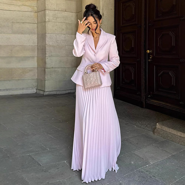 Damer elegant foder blazer set med plisserad kjol Mirla-Eva Jonsson